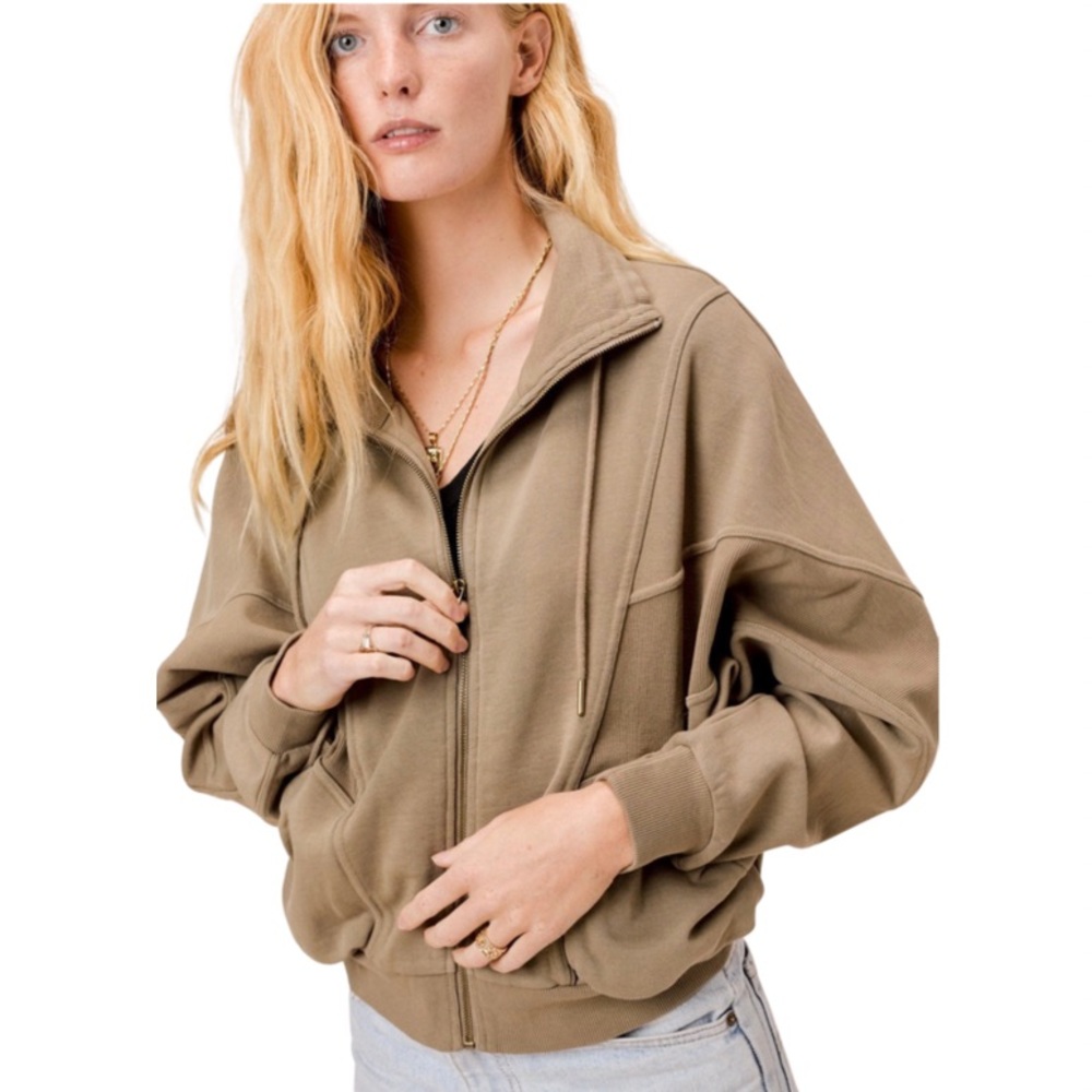 Lovestitch Lindsay Zip-up Sweatshirt Vintage Cream